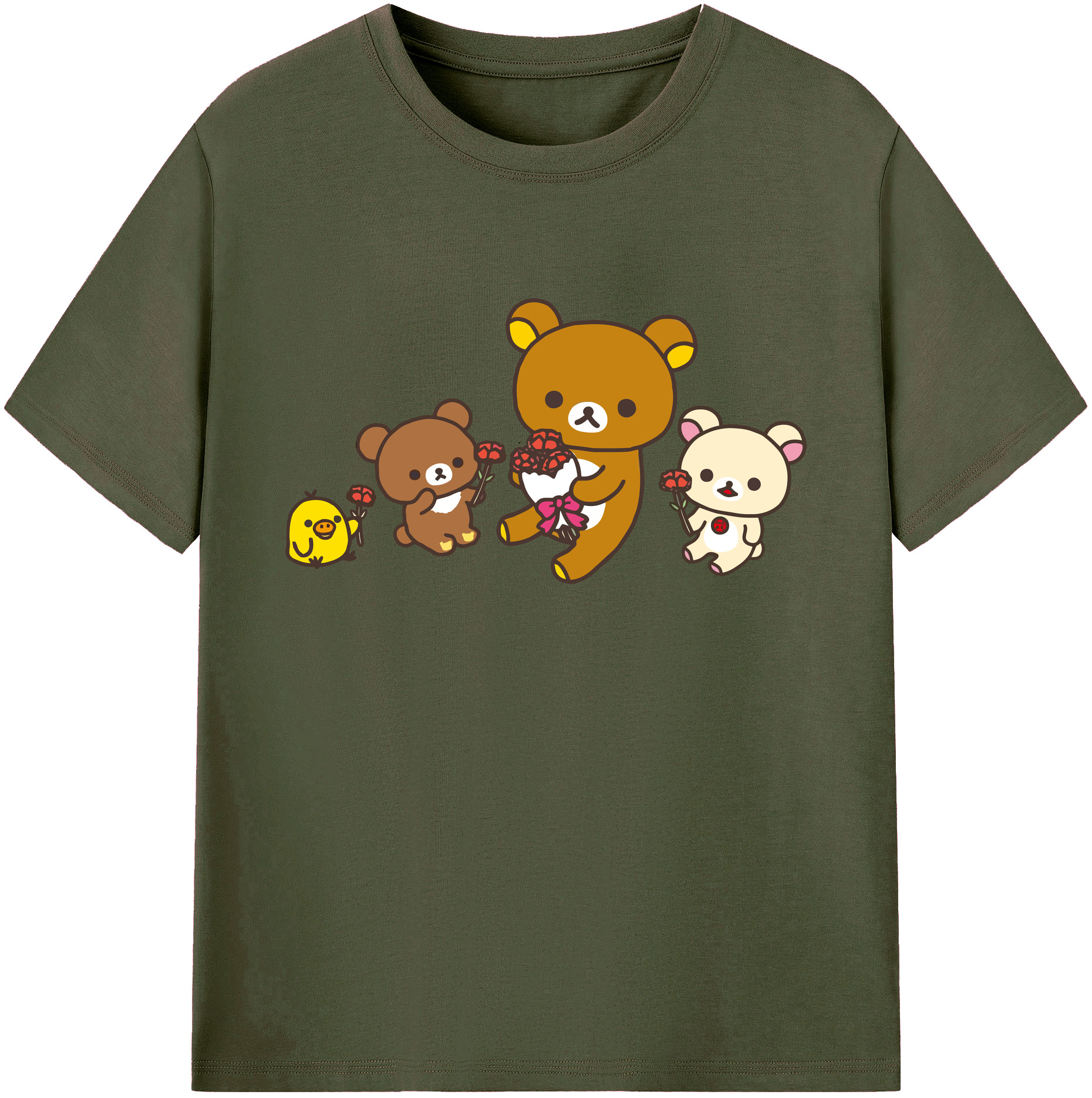 （画像用） リラックマ リラックマ キイロイトリ Rilakkuma Korilakkuma Kiiroitori 綿100％ メンズ半袖Tシャツ｜肌触りやわらか＆通気性
